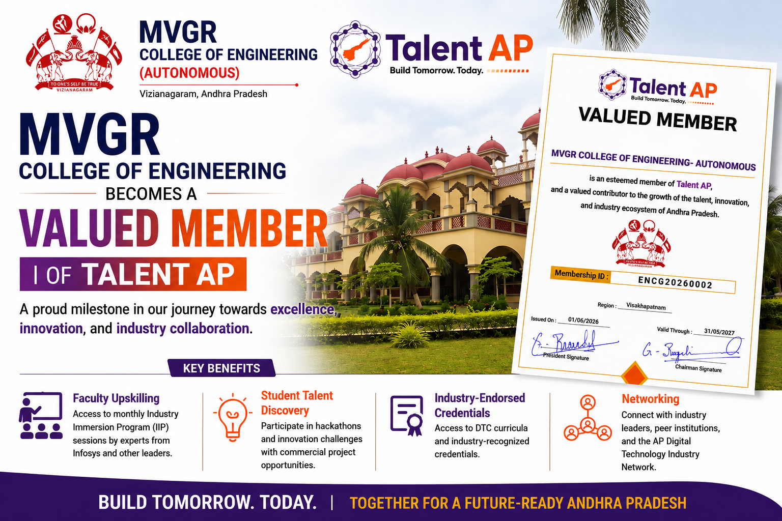 MVGR Becomes a Valued Contributor to Andhra Pradesh's Talent and Innovation Ecosystem