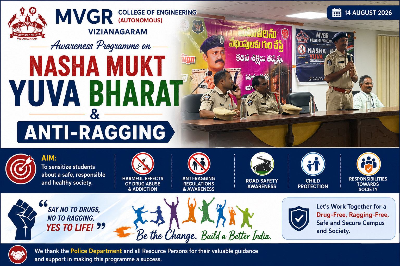 Nasha Mukt Yuva Bharat and Anti-Ragging Awareness Programme Held at MVGR College of Engineering