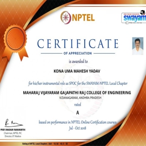 NPTEL SPOC CERTIFICATE OCT 2018