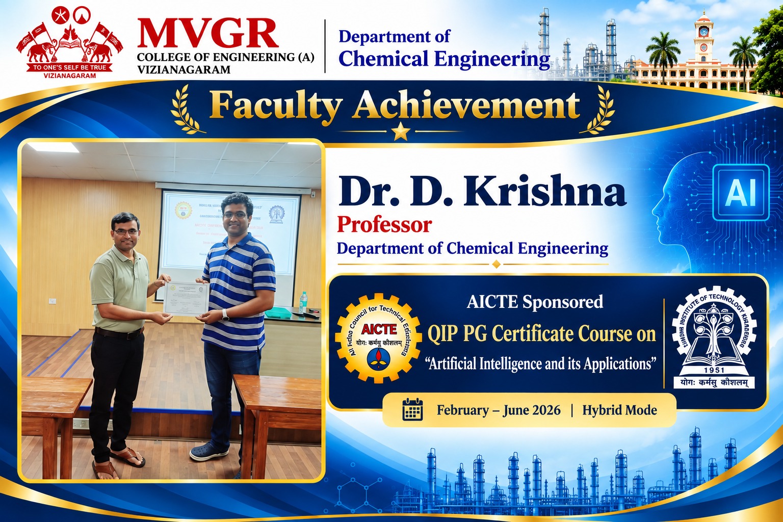 Faculty Achievement – Dr. D. Krishna
